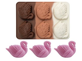 Molde silicona tricolor marron 6 cisnes 